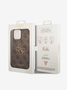 Guess PU 4G Metal Logo Zadní Kryt pro iPhone 15 Pro Max Brown Obal na telefón