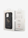 Guess Guess PU 4G zadný kryt s kovovým logom pre iPhone 14 Pro sivý