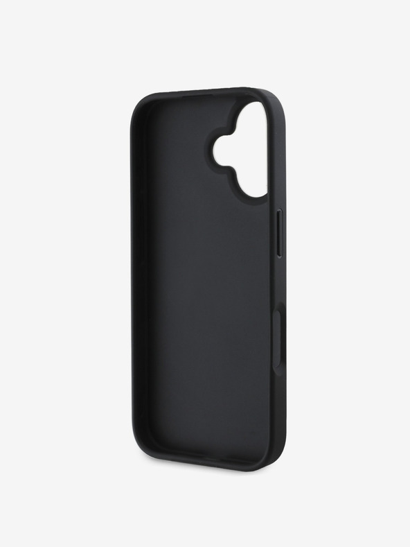 Guess Guess PU Pevný trblietavý zadný kryt 4G s kovovým logom pre iPhone 16 Black