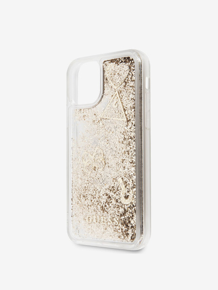 Guess Glitter Hearts Zadní Kryt pro iPhone 11 Gold Obal na telefón