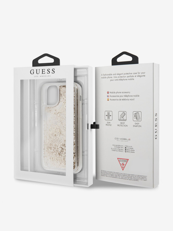 Guess Glitter Hearts Zadní Kryt pro iPhone 11 Gold Obal na telefón