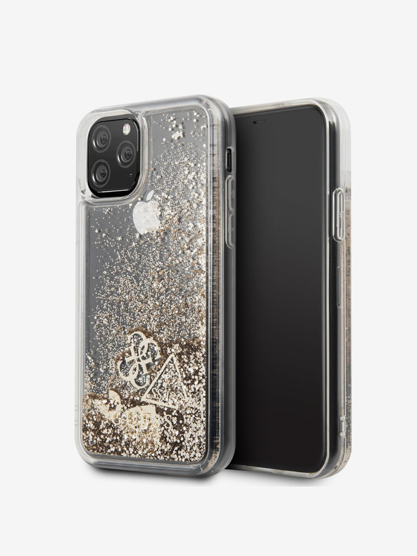 Guess Glitter Hearts Zadní Kryt pro iPhone 11 Gold Obal na telefón