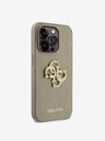 Guess Guess PU perforovaný zadný kryt 4G Glitter Metal Logo pre iPhone 15 Pro zlatý