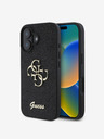 Guess Guess PU Pevný zadný kryt 4G s kovovým logom s trblietkami pre iPhone 16 Plus čierny