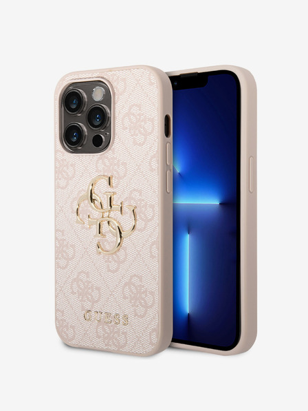 Guess Guess PU 4G Metal Logo Back Cover pre iPhone 15 Pro Ružový
