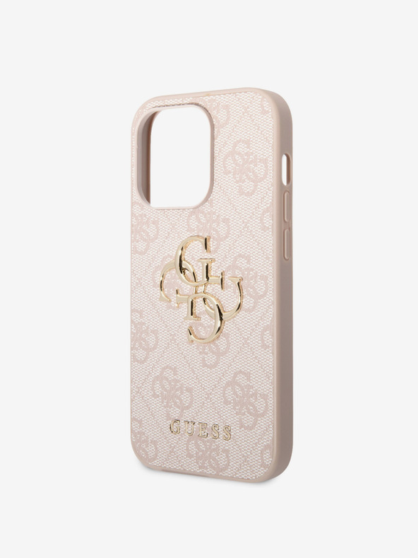 Guess Guess PU 4G Metal Logo Back Cover pre iPhone 15 Pro Ružový