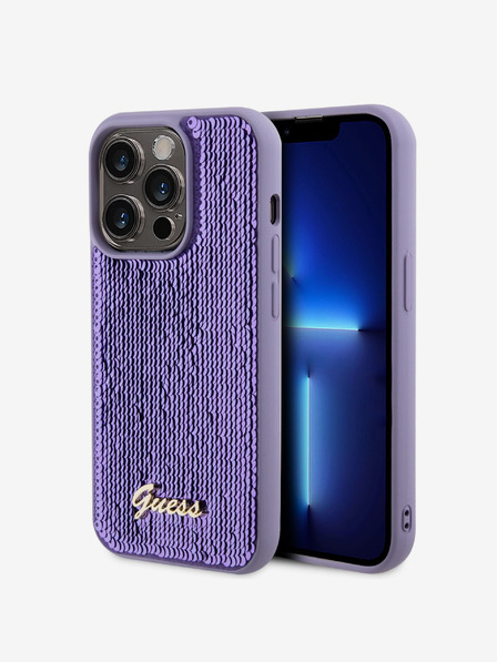 Guess Guess Sequin Script Logo Zadný kryt pre iPhone 14 Pro Purple