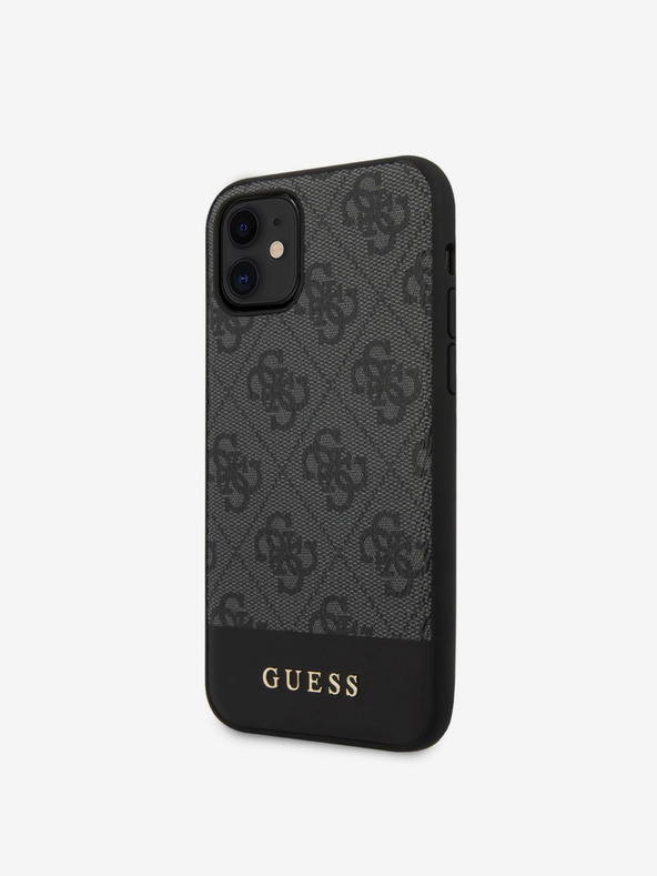 Guess PU 4G Stripe Zadní Kryt pro iPhone 11 Grey Obal na telefón