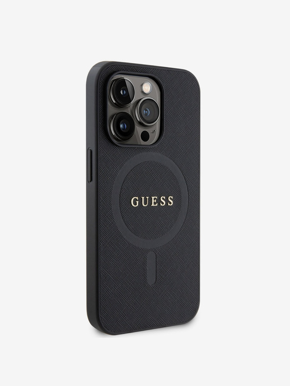 Guess PU Saffiano MagSafe Zadní Kryt pro iPhone 15 Pro Max Black Obal na telefón
