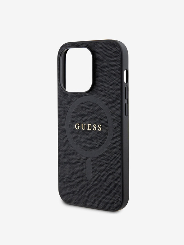 Guess PU Saffiano MagSafe Zadní Kryt pro iPhone 15 Pro Max Black Obal na telefón