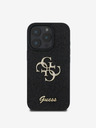 Guess Guess PU Pevný zadný kryt s kovovým logom 4G Glitter pre iPhone 16 Pro Black