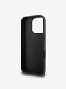 Guess Guess PU Pevný zadný kryt s kovovým logom 4G Glitter pre iPhone 16 Pro Black
