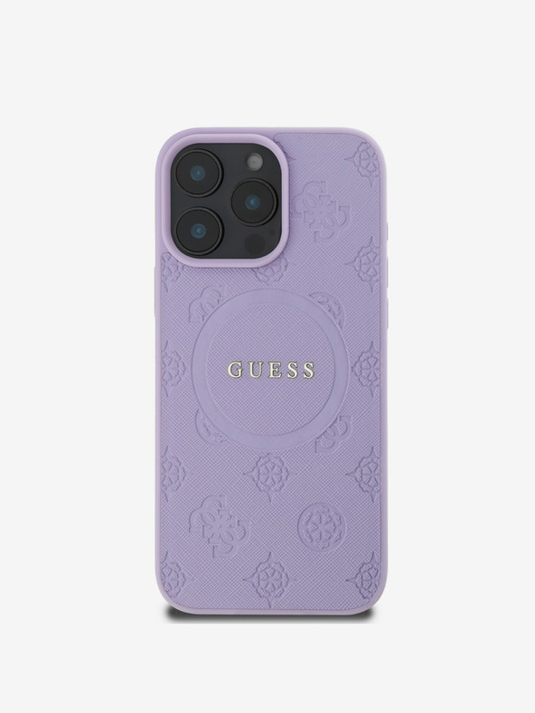 Guess Guess Saffiano Peony Stamp MagSafe zadný kryt pre iPhone 16 Pro fialový