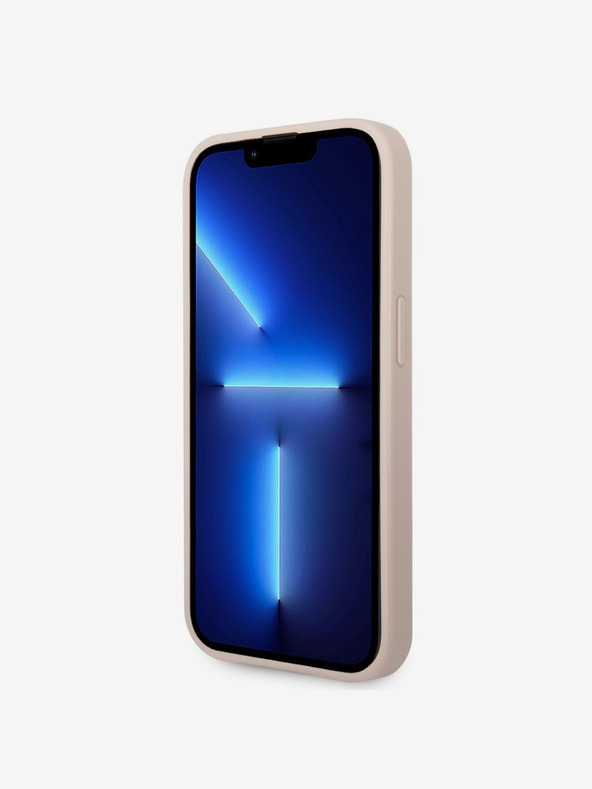 Guess PU 4G Metal Logo Zadní Kryt pro iPhone 14 Pro Pink Obal na telefón