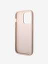 Guess PU 4G Metal Logo Zadní Kryt pro iPhone 14 Pro Pink Obal na telefón