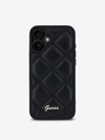 Guess Guess PU kožený prešívaný zadný kryt pre iPhone 16 Plus čierny
