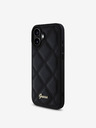 Guess Guess PU kožený prešívaný zadný kryt pre iPhone 16 Plus čierny