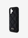 Guess Guess PU kožený prešívaný zadný kryt pre iPhone 16 Plus čierny