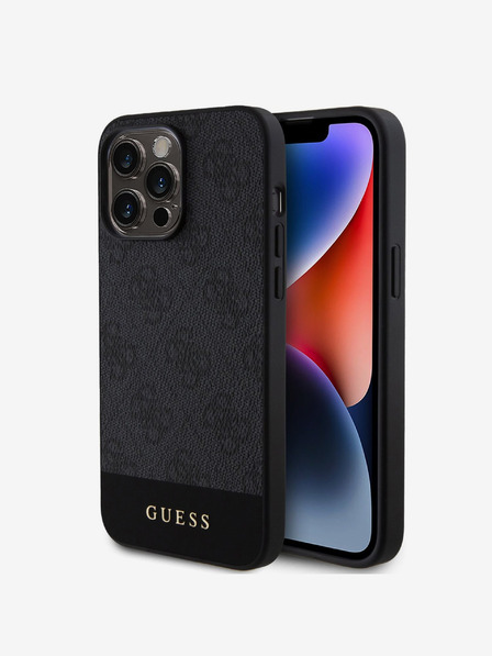 Guess Guess PU 4G Stripe MagSafe zadný kryt pre iPhone 15 Pro čierny