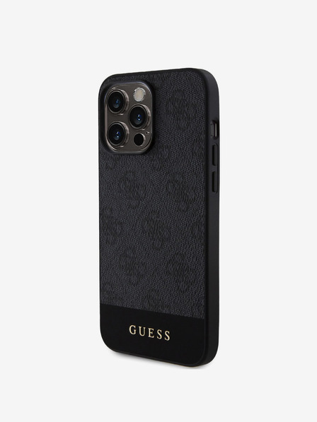 Guess Guess PU 4G Stripe MagSafe zadný kryt pre iPhone 15 Pro čierny