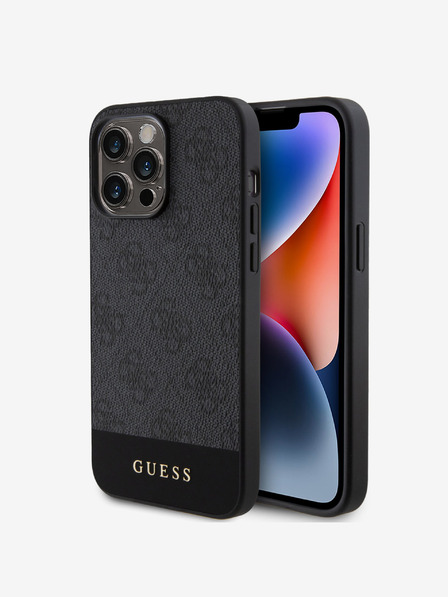 Guess Guess PU 4G Stripe MagSafe zadný kryt pre iPhone 15 Pro Max čierny