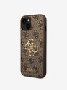 Guess Guess PU 4G kovové logo zadný kryt pre iPhone 15 hnedý