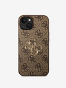 Guess Guess PU 4G kovové logo zadný kryt pre iPhone 15 hnedý