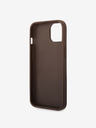 Guess Guess PU 4G kovové logo zadný kryt pre iPhone 15 hnedý