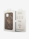 Guess Guess PU 4G kovové logo zadný kryt pre iPhone 15 hnedý