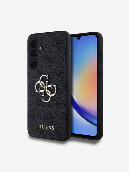 Guess Guess PU 4G kovové logo zadný kryt pre Samsung Galaxy A35 5G sivý