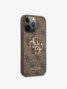 Guess Guess PU 4G Kovový zadný kryt s logom pre iPhone 13 Pro Max hnedý