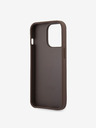 Guess Guess PU 4G Kovový zadný kryt s logom pre iPhone 13 Pro Max hnedý