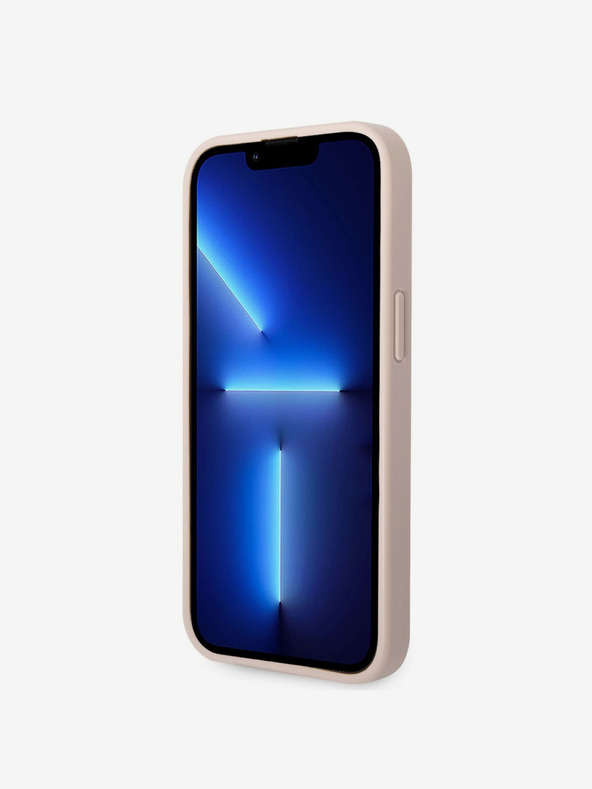 Guess Guess PU 4G kovový zadný kryt s logom pre iPhone 14 ružový