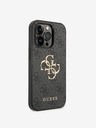 Guess Guess PU 4G kovové logo zadný kryt pre iPhone 15 Pro sivý