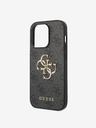 Guess Guess PU 4G kovové logo zadný kryt pre iPhone 15 Pro sivý