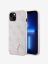 Guess Guess PU 4G Strass Triangle Metal Logo zadný kryt pre iPhone 15 ružový