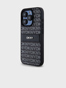 DKNY PU kožený zadný kryt Repeat Pattern Tonal Stripe pre iPhone 15 Pro Black DKNY