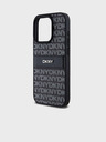 DKNY PU kožený zadný kryt Repeat Pattern Tonal Stripe pre iPhone 15 Pro Black DKNY