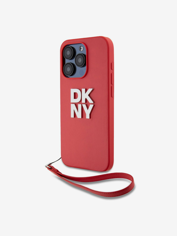 DKNY PU kožený zadný kryt s logom na zápästie pre iPhone 14 Pro Max Red DKNY