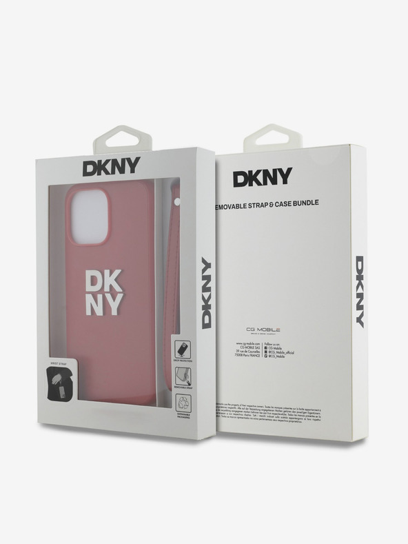 DKNY PU kožený zadný kryt s logom na zápästie pre iPhone 14 Pro Max Red DKNY