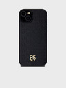 DKNY PU kožený zadný kryt s opakujúcim sa vzorom Stack Logo Magsafe pre iPhone 13 Black DKNY