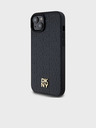 DKNY PU kožený zadný kryt s opakujúcim sa vzorom Stack Logo Magsafe pre iPhone 13 Black DKNY