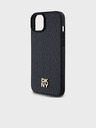 DKNY PU kožený zadný kryt s opakujúcim sa vzorom Stack Logo Magsafe pre iPhone 13 Black DKNY