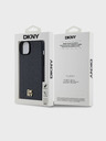 DKNY PU kožený zadný kryt s opakujúcim sa vzorom Stack Logo Magsafe pre iPhone 13 Black DKNY