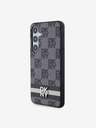 DKNY PU kožený károvaný vzor a prúžky Zadný kryt pre Samsung Galaxy S24 Black DKNY
