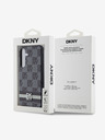 DKNY PU kožený károvaný vzor a prúžky Zadný kryt pre Samsung Galaxy S24 Black DKNY