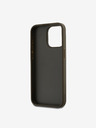 DKNY PU kožený zadný kryt s logom Stack Wrist Strap pre iPhone 15 Pro Max Brown DKNY