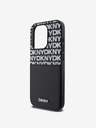 DKNY PU kožený zadný kryt s opakovaným vzorom vrecka na kartu pre iPhone 14 Pro Max Black DKNY