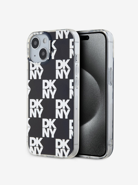 DKNY Zadný kryt PC/TPU s károvaným vzorom pre iPhone 15 čierny DKNY