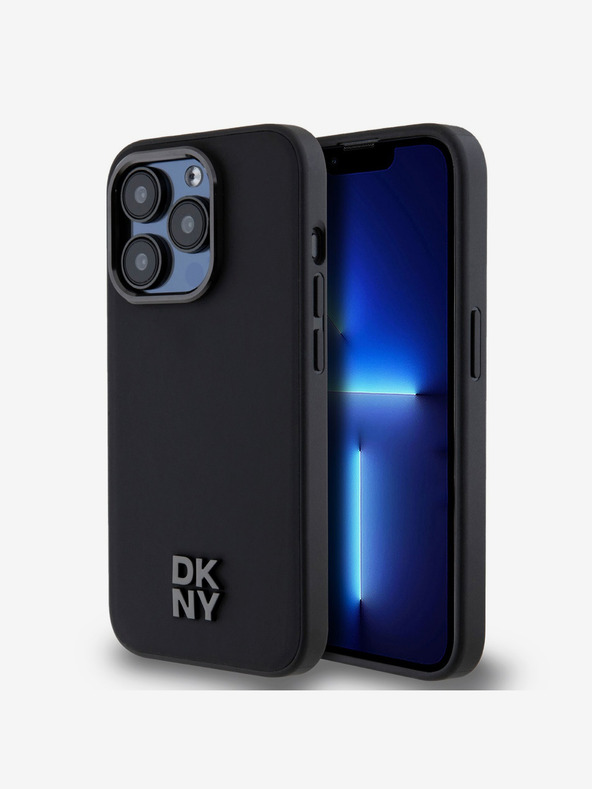DKNY PU kožený zadný kryt s logom Magsafe pre iPhone 14 Pro Max Black DKNY